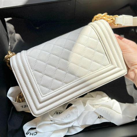 chanel boy small white